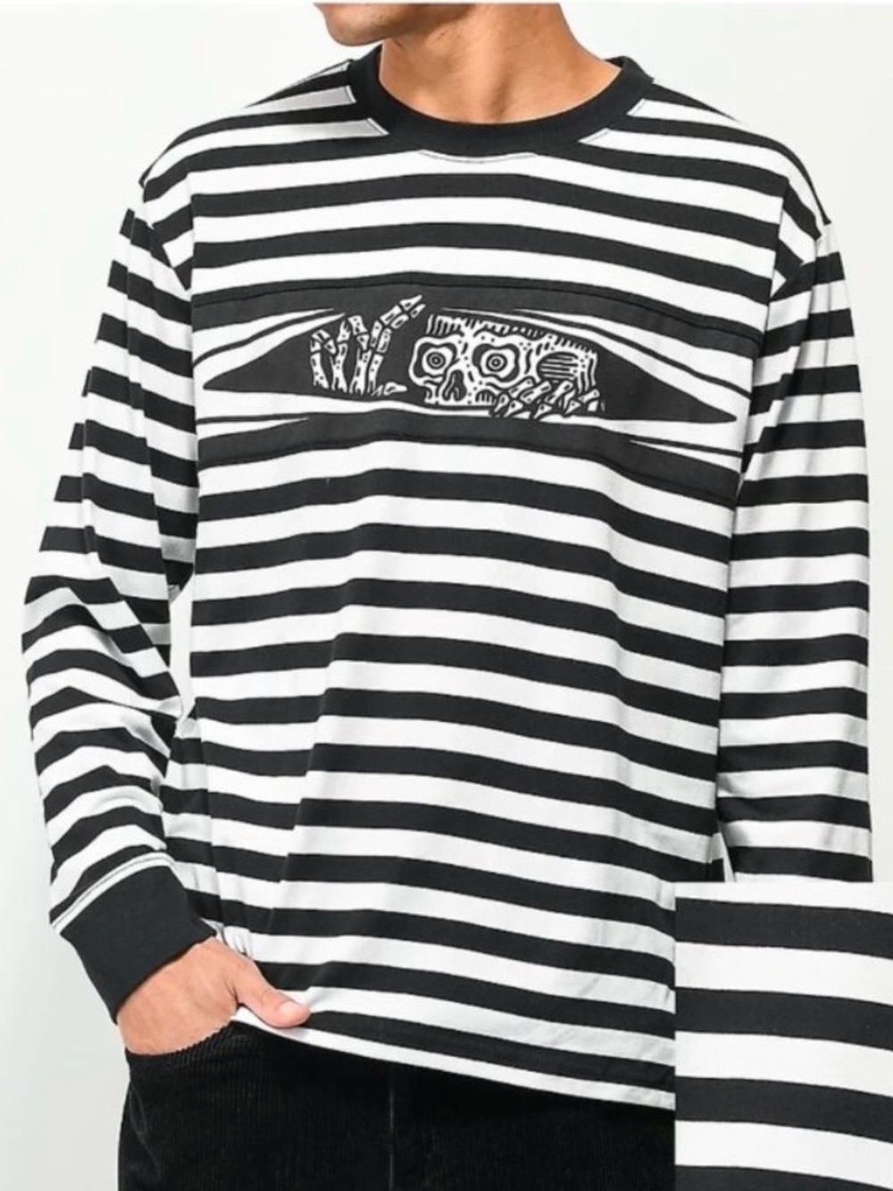 Lurking Class Shirt Size Men M Striped Peeking Skeleton Graphic Alternative Edgy